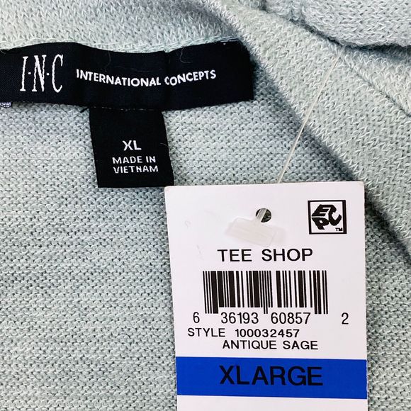INC International Concepts Ruched Top Sweater XL Antique Sage Green Pullover New - Picture 5 of 6